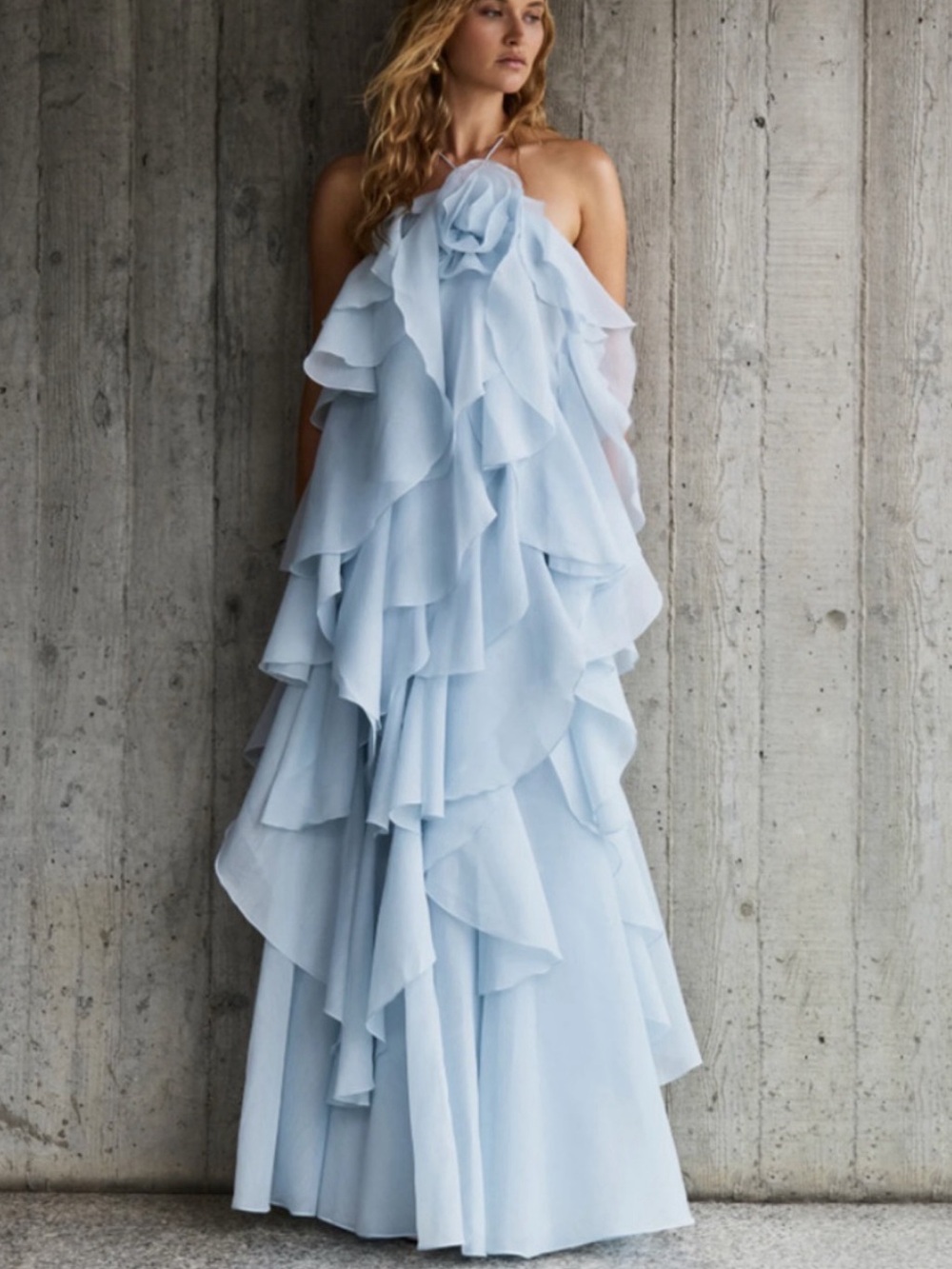 Aje Pandorea Layered Maxi Dress Silver Blue US 8